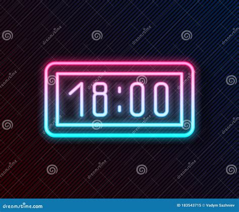 Glowing Neon Line Digital Alarm Clock Icon Isolated On Black Background Electronic Watch Alarm