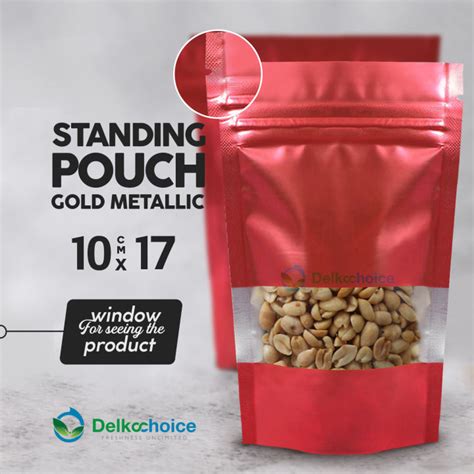 Standing Pouch Ziplock Window Red Metalized Kemasan Snack Makanan