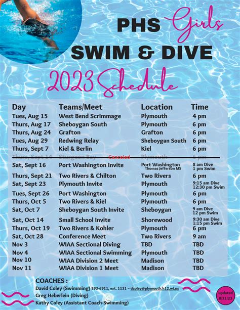 Schedule & Meet Information - PHS GIRLS SWIM AND DIVE