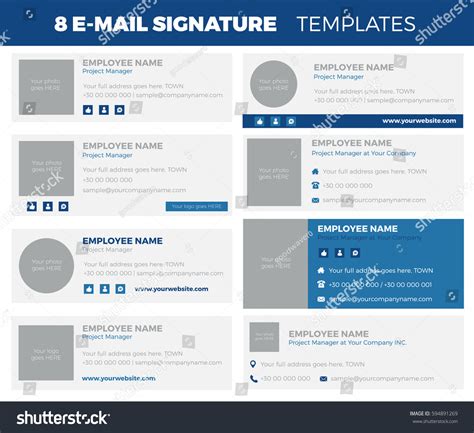 Set Flat Modern E Mail Signature Stock Vector Royalty Free