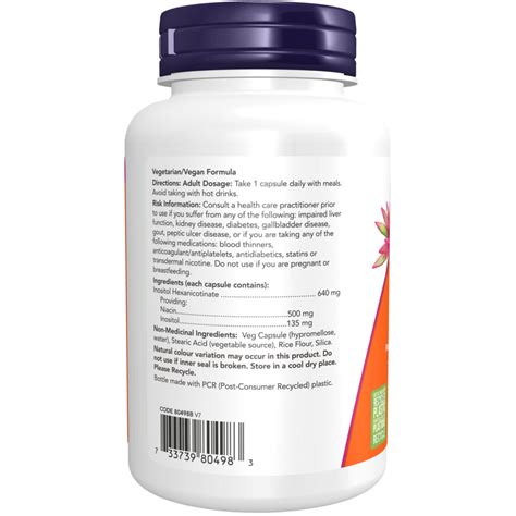 Niacin Mg Veg Capsule Flush Free Now Foods Canada