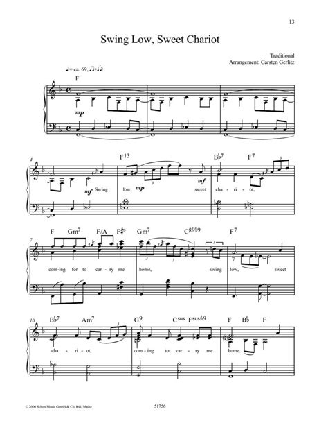 Sheet Music With The Words Swing Low Sweet Chariot