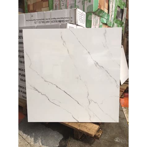 Jual Keramik 60x60 Motif Granit Carara Putih Murah Glossy Kilap