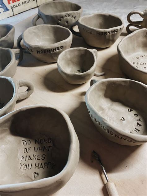 Clay Mugs Aesthetic Positive Vibes Ceramiche Di Argilla Ceramiche