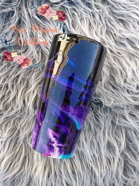 Galaxy Themed Alcohol Ink Tumber Etsy Alcohol Ink Glitter Tumbler