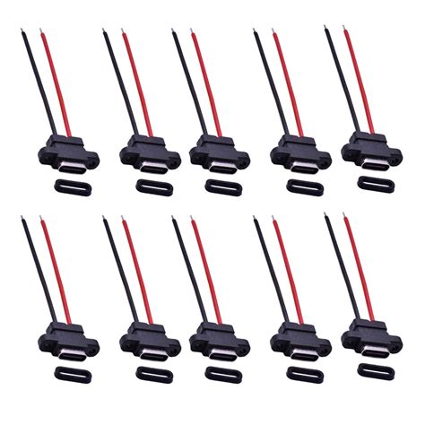 10pcs 5v Welding 2pin Waterproof Type C Female Power Socket Wire Adapter Ebay