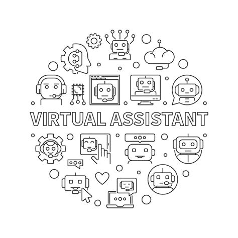 Premium Vector Virtual Assistant Line Round Banner Vector Online Chat