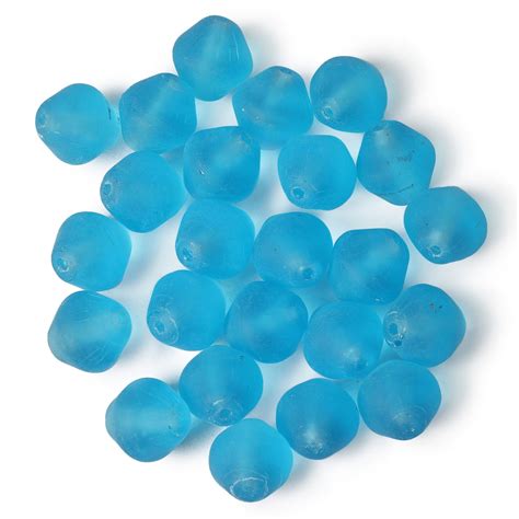 Czech Glass Rounded Bicone Beads Transparent Aqua Matte Mm Pack Of