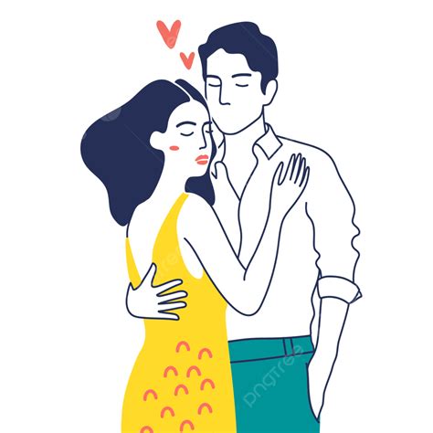 Couple Hugging Vector Hd Images Little Couple Sweet Hug Modern Stylish Creative Hand Drawn