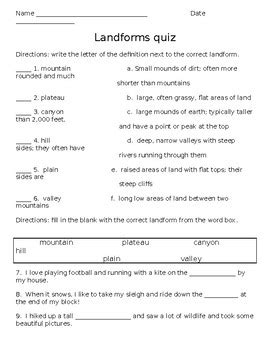 Landforms Quiz by DiDo's Corner | TPT