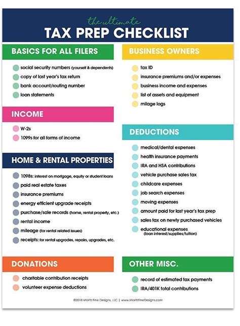 Income Tax Prep Checklist Free Printable Checklist Tax Prep