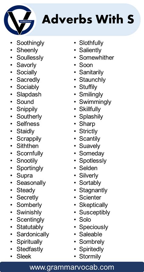 Adverbs That Start With S Grammarvocab