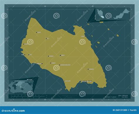 Johor Malaysia Solid Labelled Points Of Cities Stock Illustration