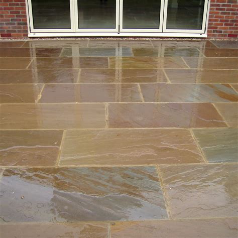 900 X 600 Mm Raj Blend Paving Stones Autumn Brown Riven Indian