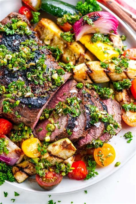 Grilled Tri Tip And Vegetables With Chimichurri Sauce Recipe Dinner