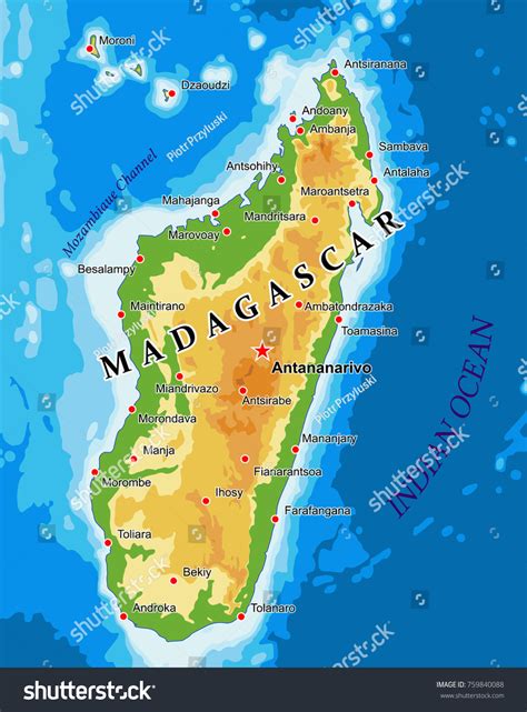 Physical Map Of Madagascar - Brandy Tabbitha