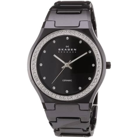 Skagen Womens Black Ceramic Crystal Watch 14026560