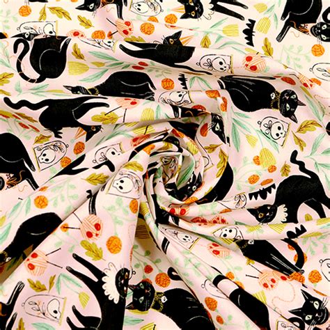 Creepy Cats Skulls Spooky Flowers Fabric By Dear Stella ModeS4u