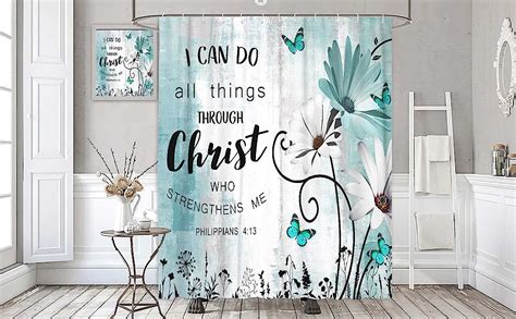 Rustic Teal Floral Shower Curtain Inspirational