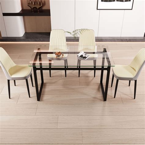 51" Square, Glass & Metal Design - Modern Industrial Aesthetic - Dining