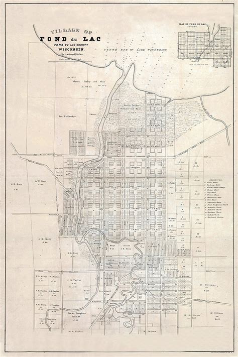 1800 Map of the Village of Fond Du Lac Fond Du Lac County Wisconsin - Etsy