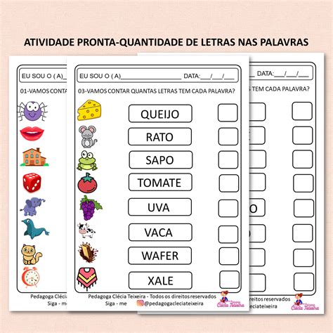 Atividade Pronta Quantidade De Letras Nas Palavras Cl Cia Teixeira