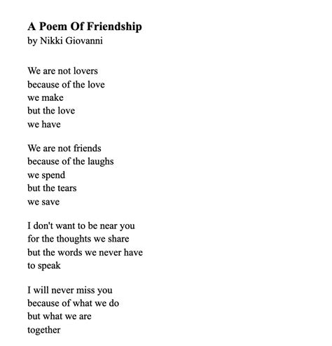 A Poem Of Friendship By Nikki Giovanni — Arena