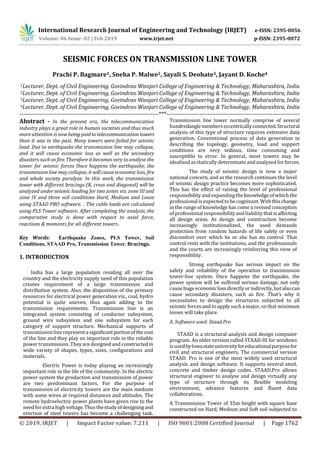 Irjet Seismic Forces On Transmission Line Tower Pdf