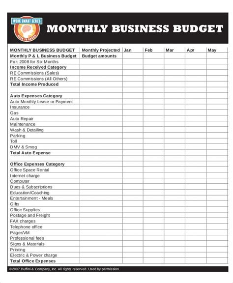 Monthly Budget Template Word