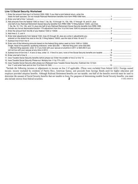 Social Security Taxable Worksheets