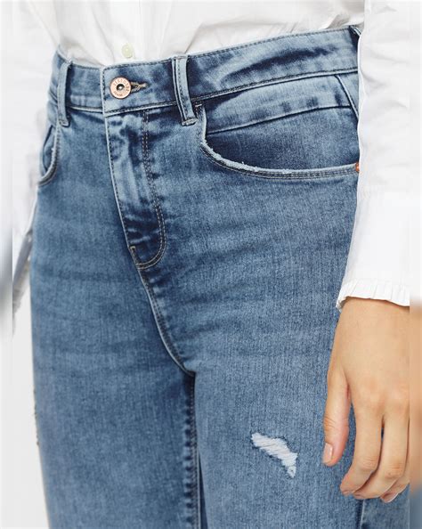 Blue Mid Rise Distressed Wendy Skinny Jeans