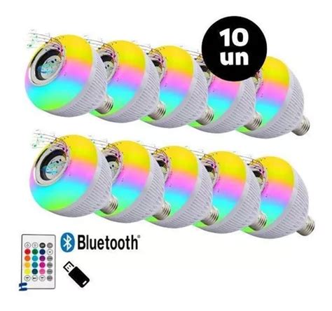 Kit 10 Lâmpadas Som Bluetooth Luzes Rgb E Controle Revenda MercadoLivre