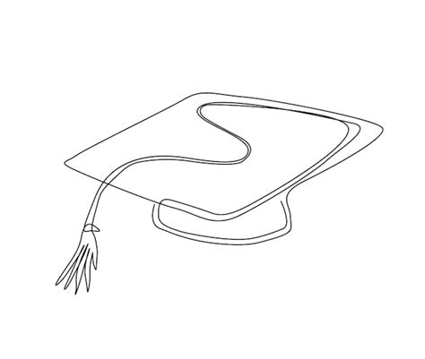 Dibujo continuo de una línea de gorra de graduación Ilustración simple