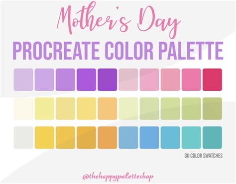 Mother S Day Procreate Color Palette Lettering Digital Etsy