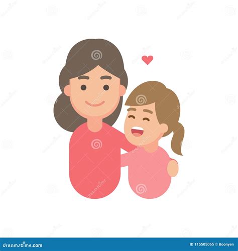 Moeder Die Met Haar Dochter Vlak Pictogramsymbool
