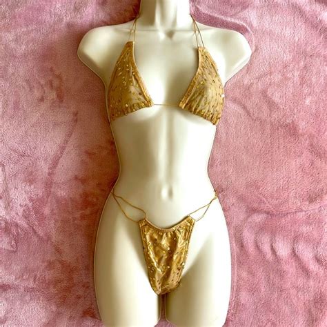 Colleen Kelli Swim Colleen Kelly Micro Gold String Bikini Size L