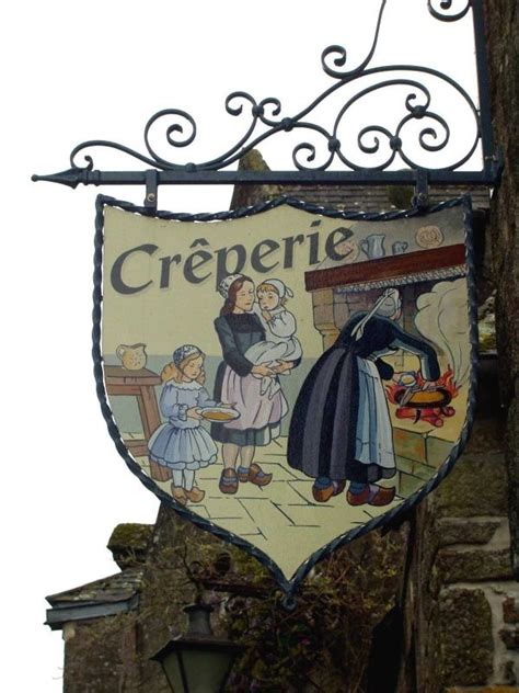 Crêperie in Locronan la région Finistère in Bretagne France Hanging