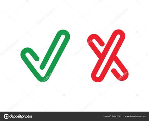 Marque Cruce Las Señales Marca Verificación Verde Rojo Iconos Marcas