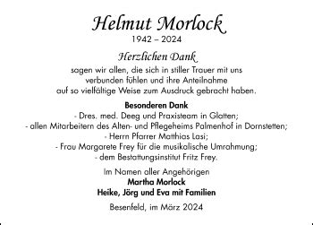 Traueranzeigen Von Helmut Morlock Schwarzw Lder Bote Trauer