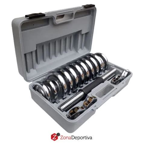 Set Maleta Mancuernas Cromadas 15kg Zona Deportiva