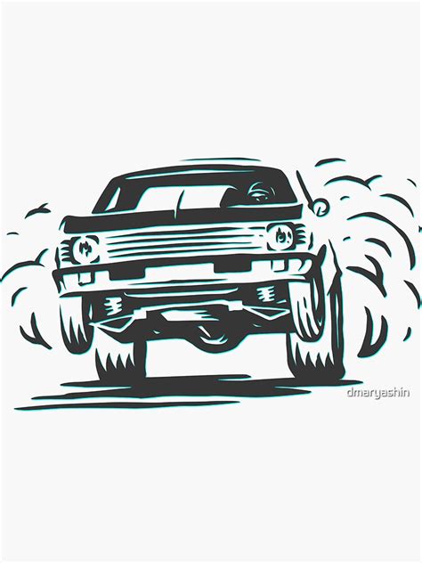 "Chevy Nova drag racing illustration" Sticker for Sale by dmaryashin | Redbubble