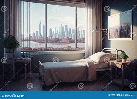 Hospital Room with View of City Skyline, Providing a Peaceful Setting ...