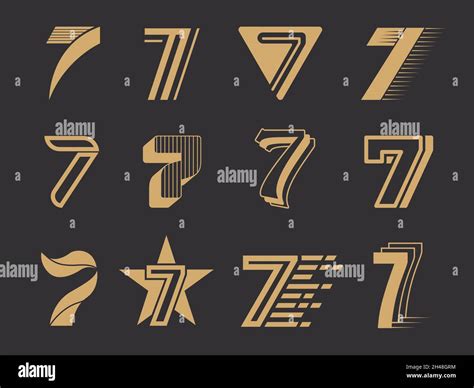 Seven Logo 7s Stylized Graphic Symbols Alphabet Numbers Letter Icons