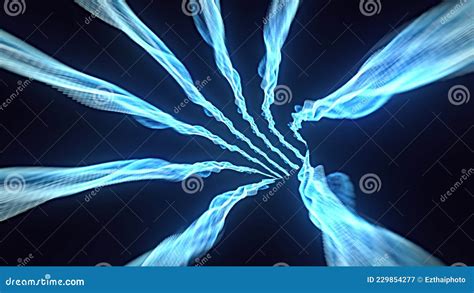 Dark Glow Blue Wire Futuristic Warp Hyperspace Tunnel Through Time