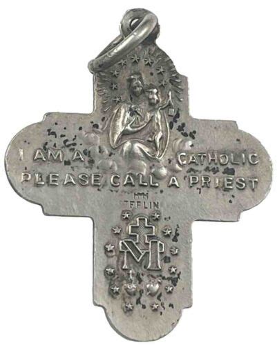 Vintage Sterling Silver 4 Way Cross Religious Medal 2 7 Grams Silver