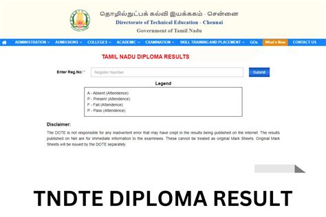 Tndte Diploma Result Dte Tn Gov In Marksheet Check