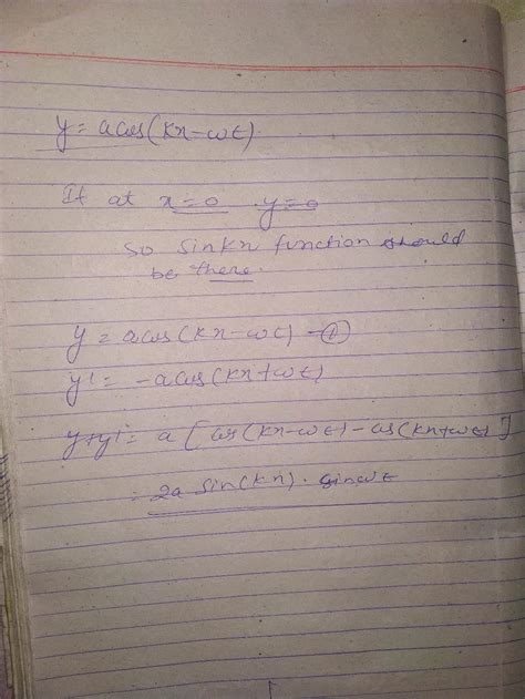 A Wave Represented By The Equation Y A Cos Kx ω T Is Superposed