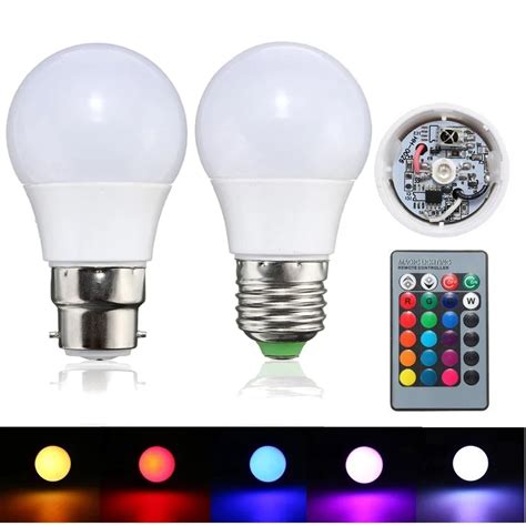 RGB LED Bulb Light E27 B22 3W 16 Color Change Lamp Spotlight Globe Bulb