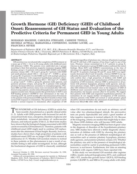 (PDF) Growth Hormone (GH) Deficiency (GHD) of Childhood Onset ...