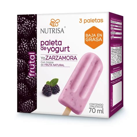 Paleta Helada Nutrisa De Yogurt Sabor Zarzamora 3 Pzas De 70 Ml C U